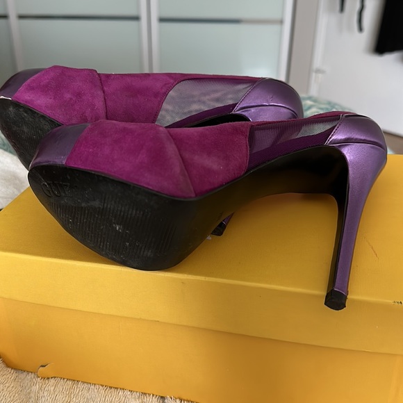 Metallic & Mesh Purple Platform Heels - Picture 6 of 6